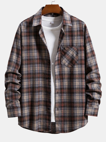 Long Sleeve Retro Plaid Shirt